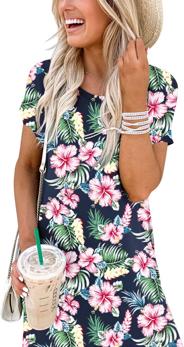 ANRABESS Womens Summer Maxi Dress Short Sleeve Casual Loose Long T Shirt Dresses Split Vacation Beach Sundress Travel Outfits