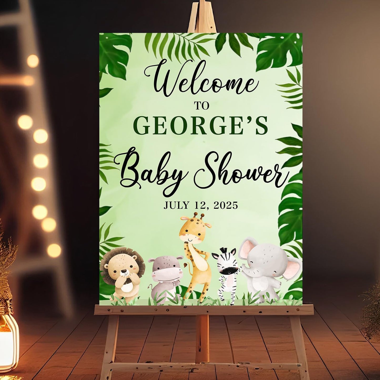 Personalized Baby Shower Sign, Safari Welcome Sign, Safari Jungle 1st Birthday Welcome Sign, Yard Sign for baby, Greenery Baby Shower Decorations, Wildflower Birthday Sign, Birthday Yard Sign For Boy Girl