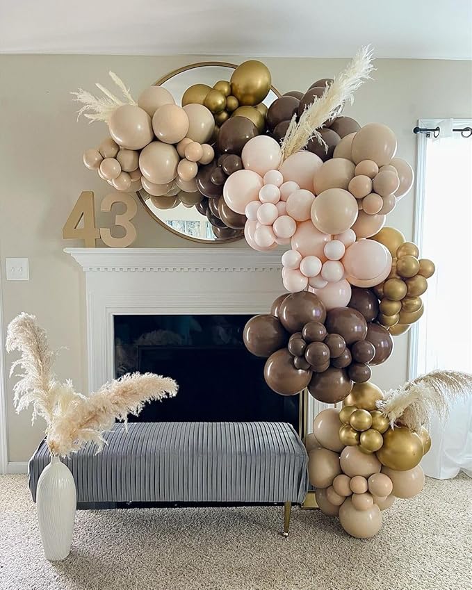 KBZVNAF Brown Balloons Latex Party Balloons - 50 Pack 12 inch Light Brown Helium Balloons for Baby Shower Birthday Wedding Safari Theme Party Decorations