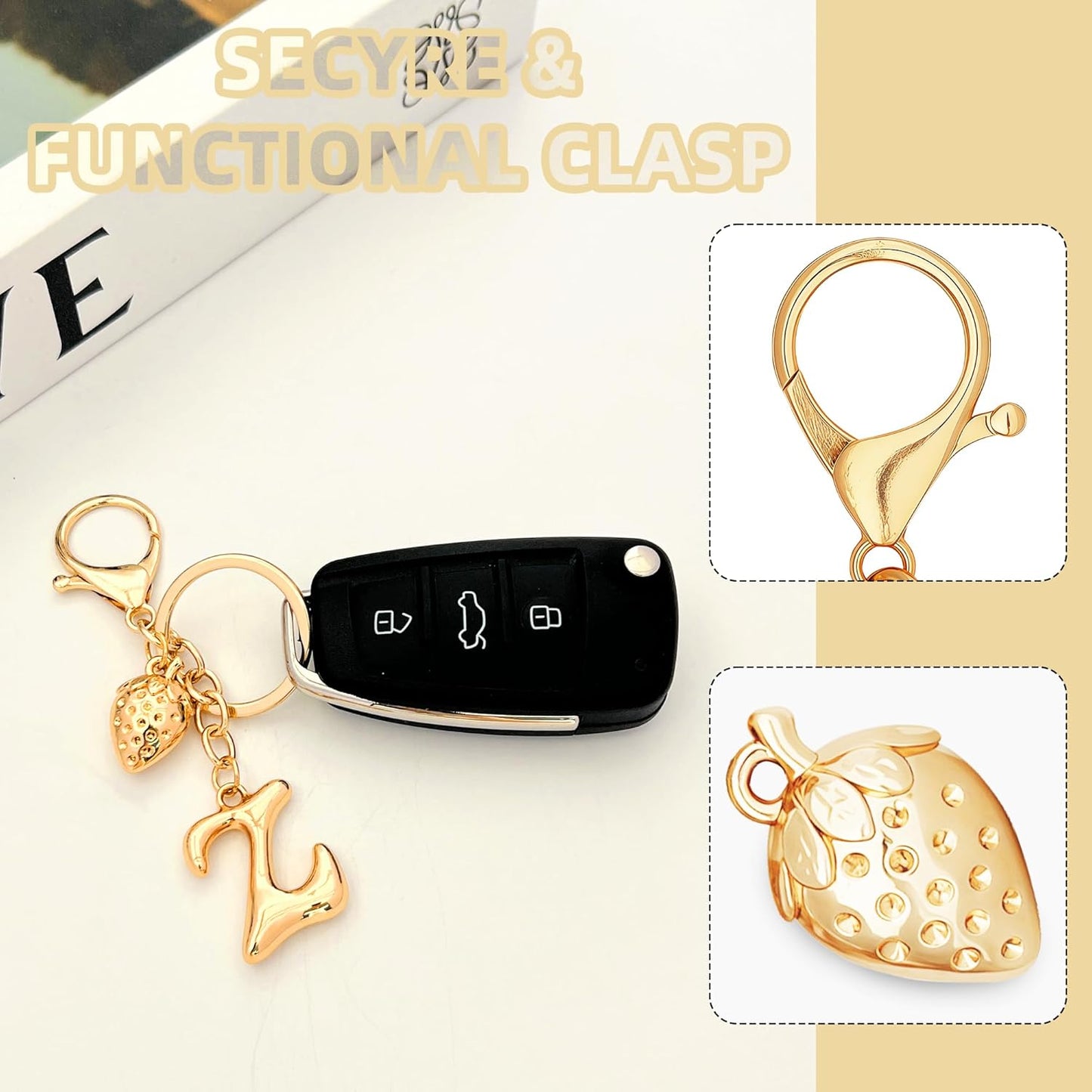 Gold Bubble Heart Initial Bag Charms for Handbags – Cute Initial Letter Keychain for Women, Purse Charms, Gold Gift