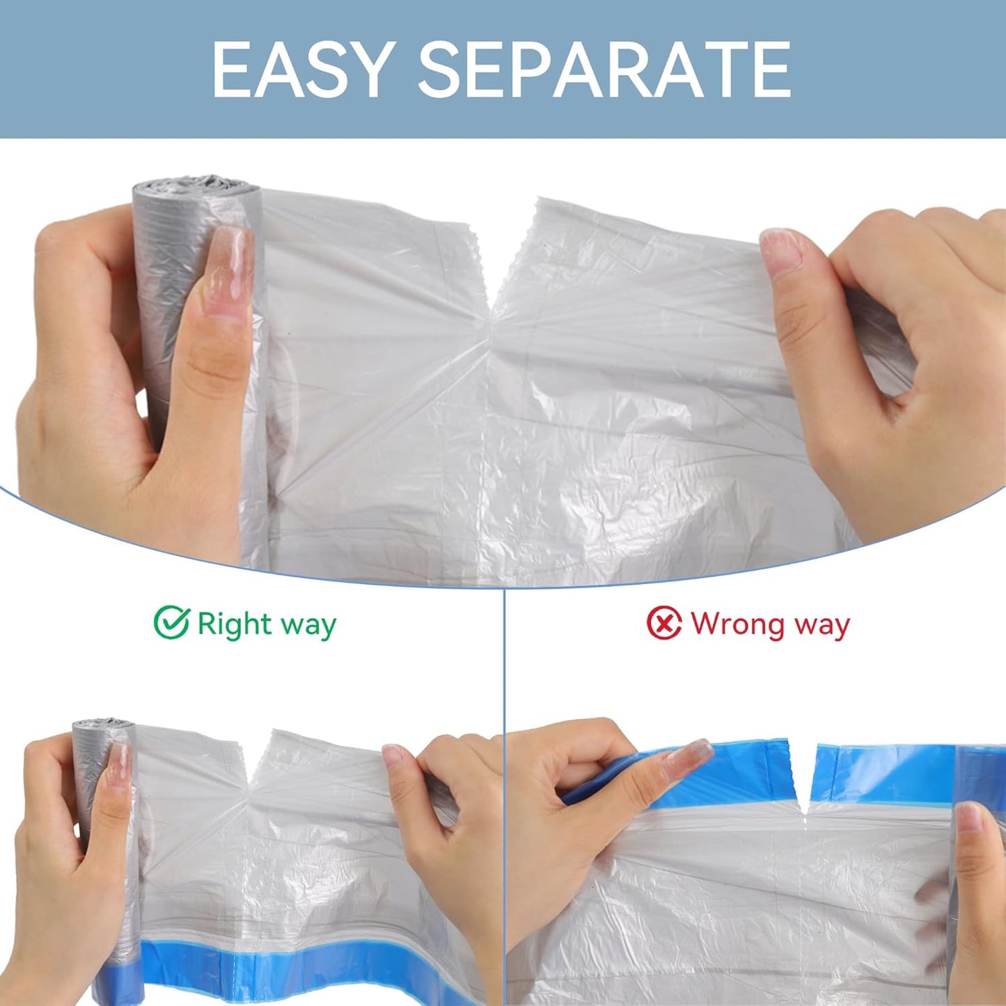 Small Drawstring Trash Bags 2.6 Gallon Bathroom Garbage Bag 75 Count Trash Can Liner for Bathroom, Office, Bedroom, Kitchen Random Gold & Silver
