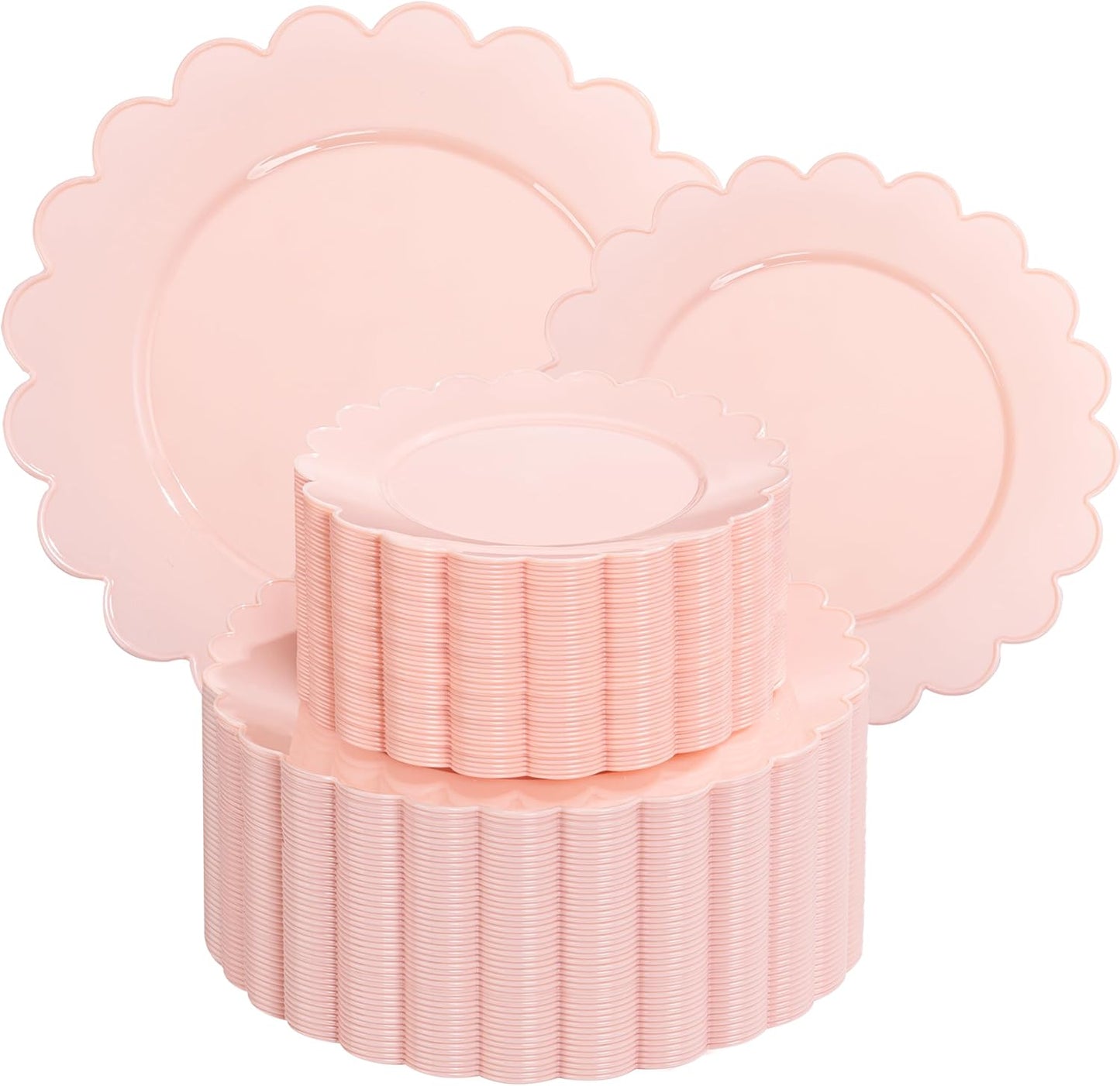 supernal 100pcs Pink Plastic Plates,Heavy Duty Disposable Plates,Party Supplies Include 50 Plastic Dinner & Dessert Plate,Platos Desechables Elegantes,Pink Disposable Plate for Party,Bridal Shower