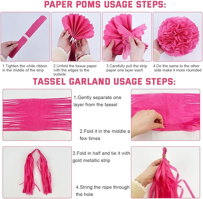 Mother's Day Decorations Pink Floral Happy Mothers Day Backdrop Honeycomb Table Centerpieces Balloons Foil Curtains Paper Pom Poms Wall Hanging Dining Decor Mothers Day Party Supplies