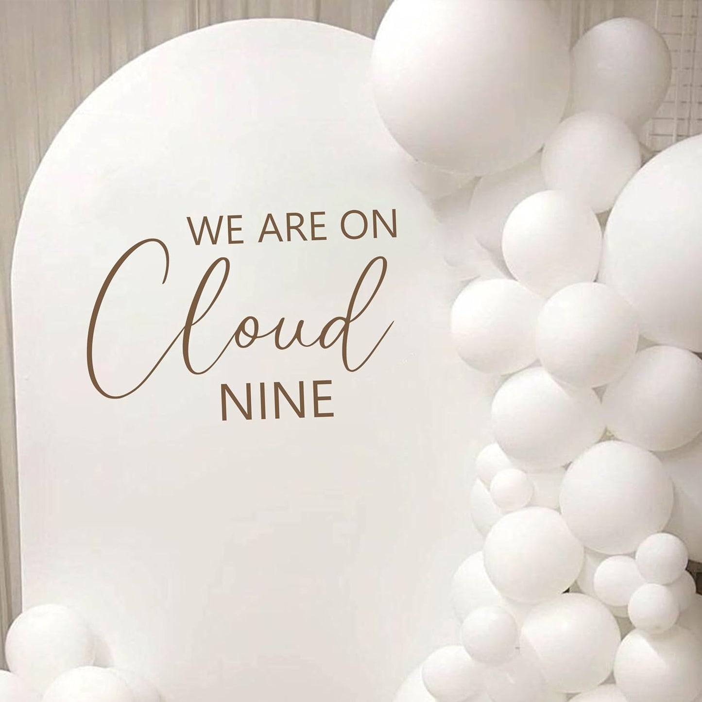 We are On Cloud Nine Wall Decal - Baby Shower Decor, Bride to Be Party Supplies, Bachelorette Party Decorations, Bridal Shower, Engagement Photobooth Backdrop (On Cloud 9 Sticker)