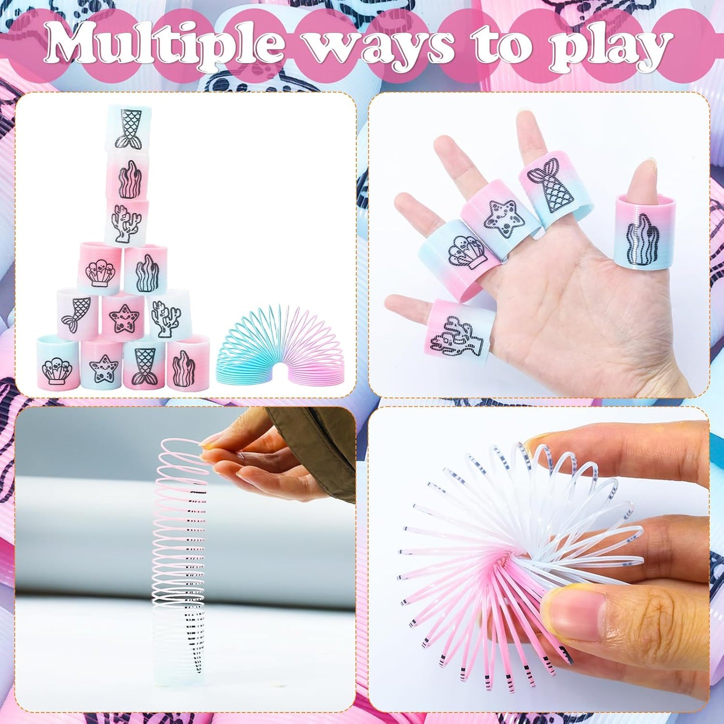 Cocurb 126 Pack Mini Mermaid Spring Toys, Magic Fidget Stress Coil Bulk Rainbow Springs for Party Favor Carnival Prize Birthday Goodie Bag Stuffers for Kids Boys Girls