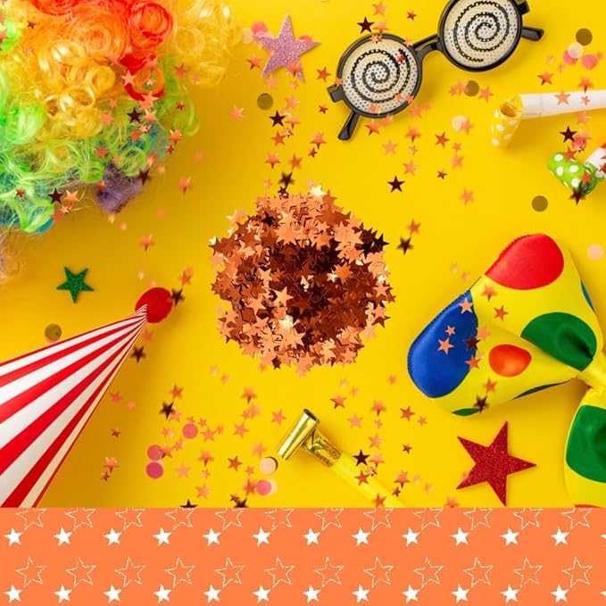 Ruidee 60g Star Confetti Metallic Foil Stars Table Confetti Metallic Foil Stars Sequin for Halloween Birthday Wedding Festival Party DIY(ZX/Orange)