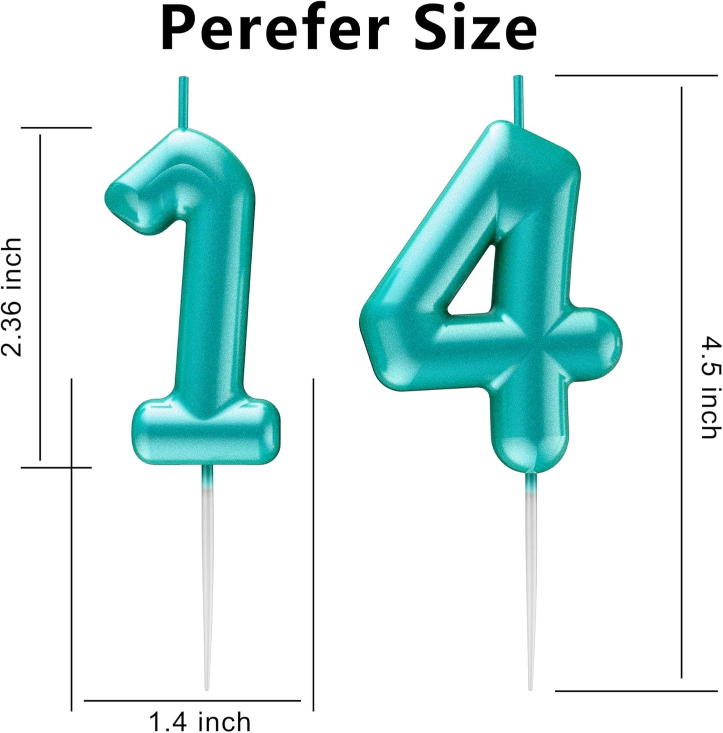 Blue Number 14 Candle Happy Birthday 3D Number Candles for Birthday Cake Party Decoration Wedding Anniversary Celebration Supplies