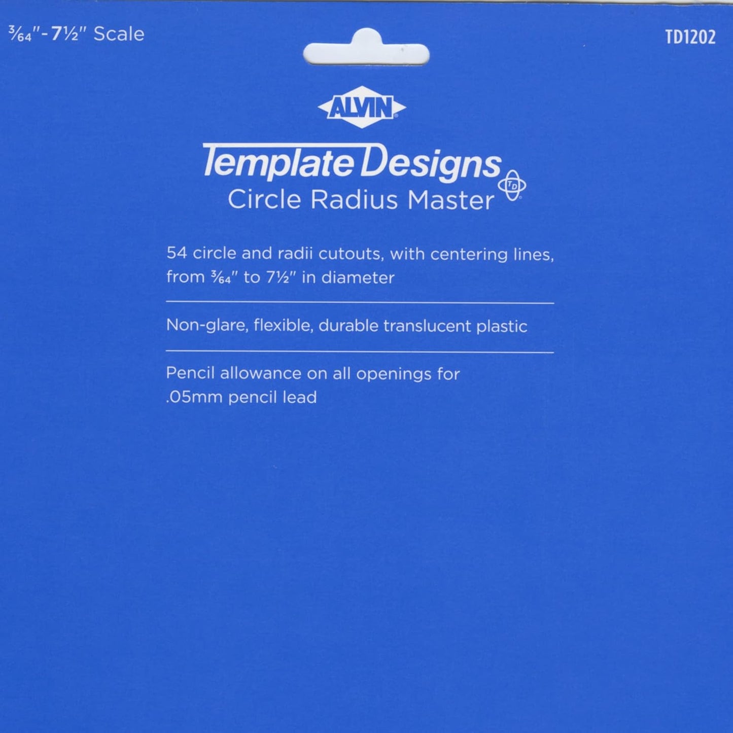 ALVIN Circle Radius Master Template TD1202, Template for Artists, Architects, Design and Drafting, 3/64th" to 7.5" scale