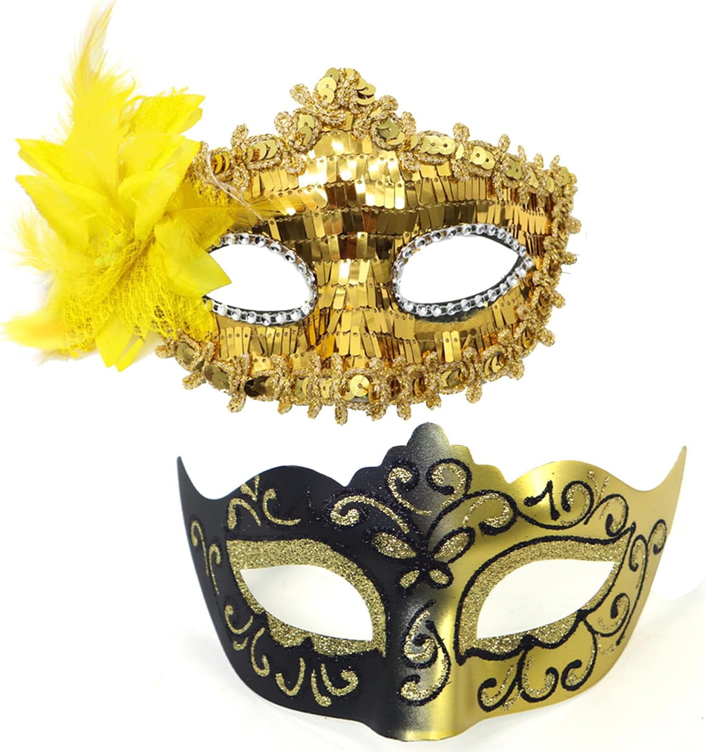 MYMENU Masquerade Mask for Women Couple Masquerade Mask for Men Shiny Venetian Mask Halloween Mask for Party Prom