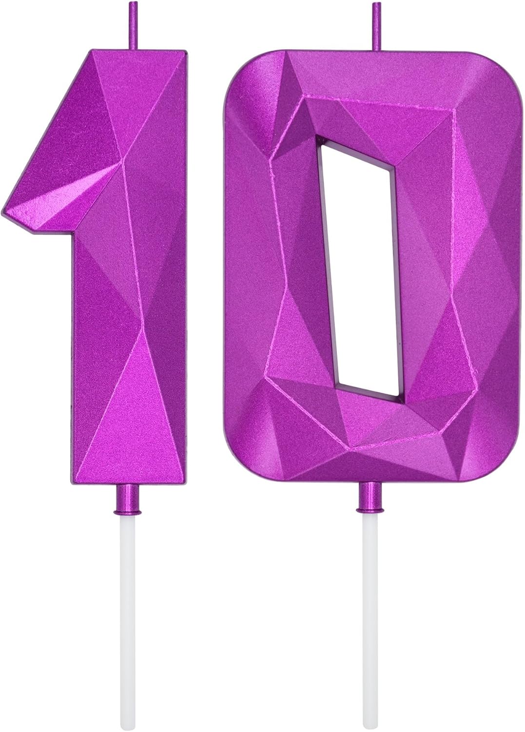 DERVENTA Large Birthday Candle Number 3D Purple 3.7 inch Party Celebration Anniversary Decoration Cake Topper 1 Piece (Number 10 Purple)