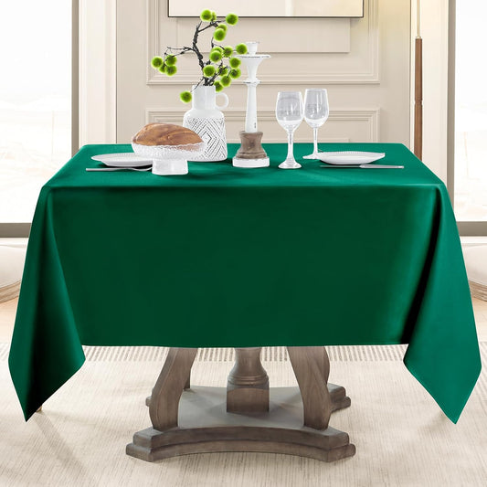 Square Tablecloth 52 x 52 Inch Dark Green Tablecloths Stain-Wrinkle Resistant Washable Polyester Table Cloths for Holiday, Buffet Parties,and Wedding 6pack