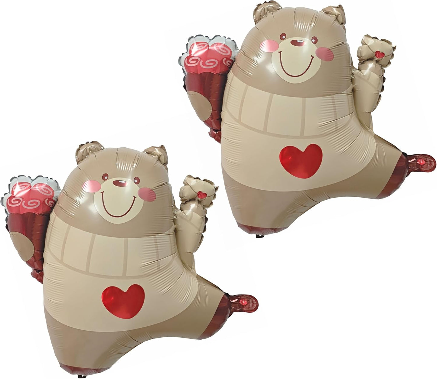 2pcs Bear Amimal Balloon Holding Roses In Hand Love Mood Letter Bear Mylar Foil Balloon For Boys Girls Bear Birthday Theme Valentine'S Day Confession Wedding Anniversary Party Decorations Suppiles
