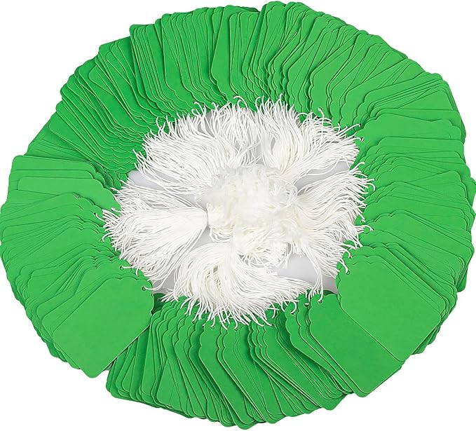 500pcs Paper Marking Tags with String Attached, Writable Price Tags for Product Jewelry Clothing Arts & Crafts DIY Gift Decorations (2.75"x1.57", Green)
