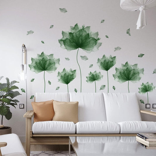 59.1'' x 49.6'' Huge Flower Petal Wall Decals Living Room Floral Wall Stickers Removable Peel and Stick Waterproof Wall Art Decor Stickers for Bedroom Bathroom Office (Blackish Green)