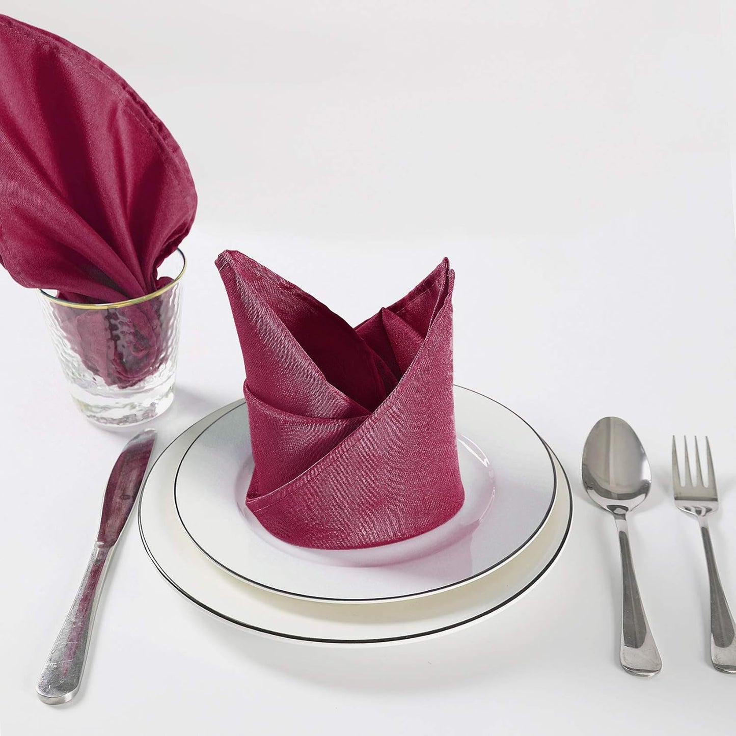 Cloth Napkins 17x17 inch Washable Polyester Dinner Napkins Soft Table Napkins for Wedding Party Dining Banquet(Burgundy,100PCS)