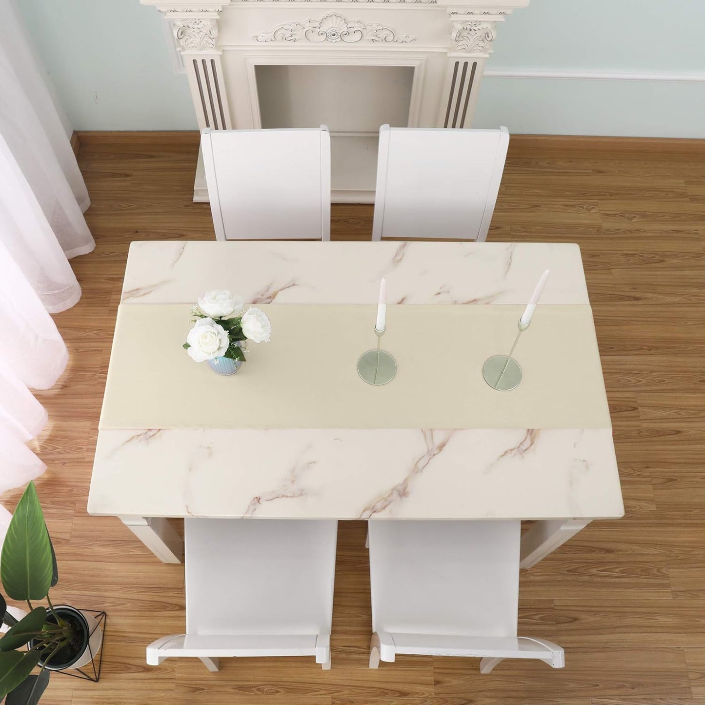 DUALIFE 2 Pack Table Runner 14 x 108 Inch Long Table Cloth Table Runners for Wedding Engagement Banquet Graduations Birthday Party Decorations Beige