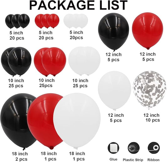 Red Black and White Balloon Arch Kit 164pcs Red White and Black Balloons with Confetti Balloons for Graduation Baby Shower Birthday Prom Party Decorations Supplies