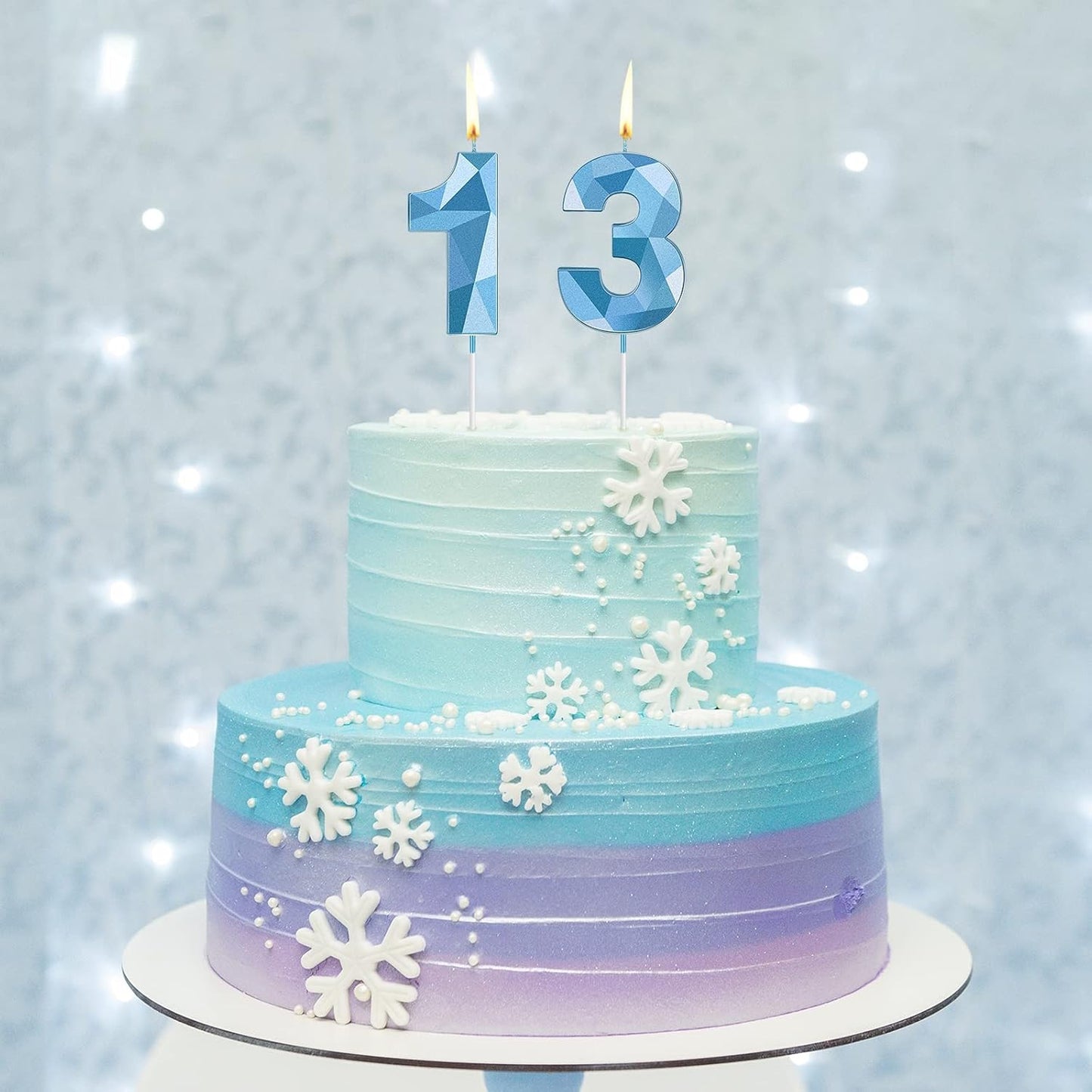 Nuanchu 13th Birthday Candles, Blue Number 13 Candles Happy Birthday Cake Topper 3D Diamond Shape Numeral Cake Decoration for Boy Girl Women Wedding Theme Party Anniversary Favors(Blue)