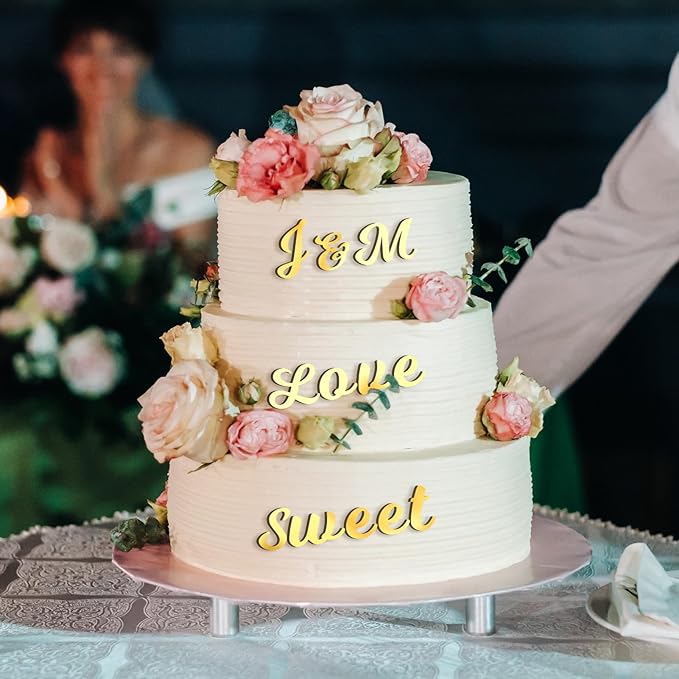 Jspupifip 128 Pcs Acrylic Alphanumeric Cake Topper Diy Cake Decoration with Mirror Number 0-9 and Alphabet A-Z Personalized Cake Picks Decor Anniversary Baby Shower Party Supplies(Gold)