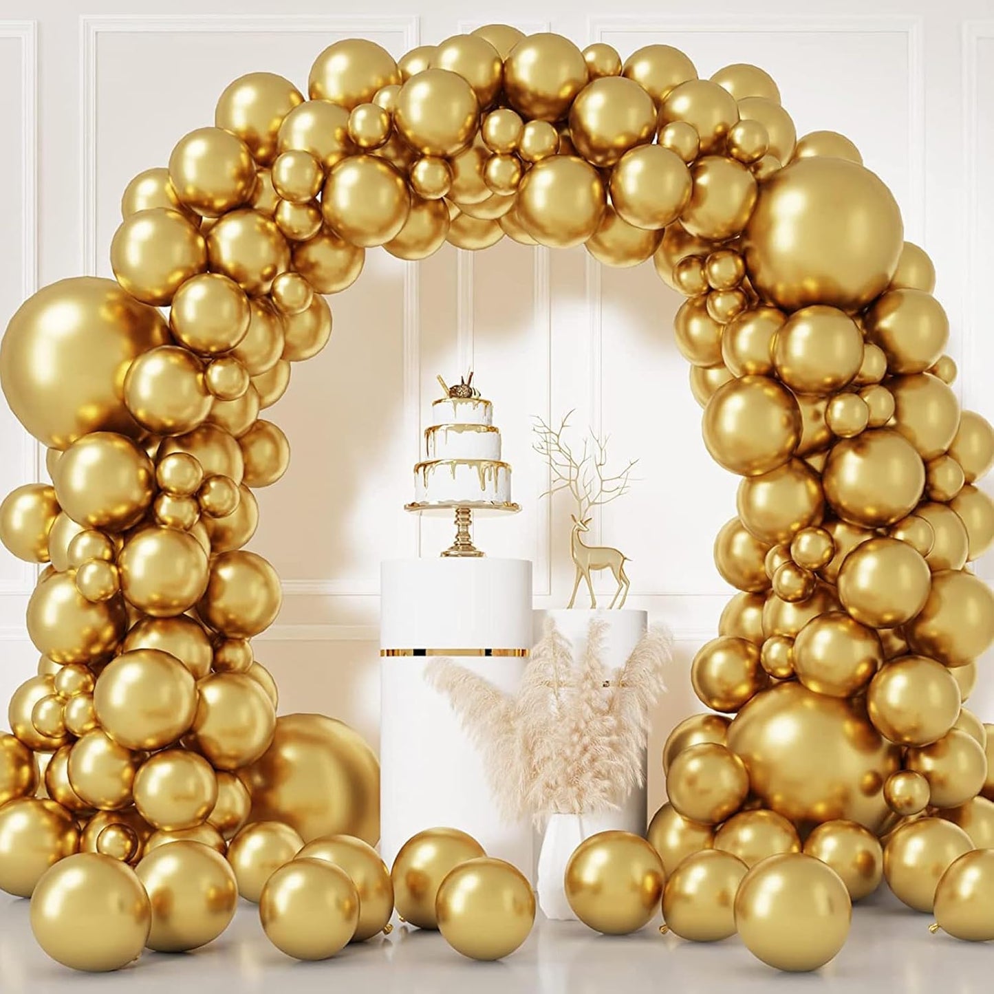 Gold Metallic Chrome Latex Balloons, 100pcs 12inches Round Helium Gold Metallic Chrome Balloons for Birthday Baby Shower Wedding Birthday Party Decorations