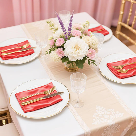 Bailarina 40 Pack Red Satin Napkins,17x17 Inches Wedding Napkins Square Soft Silky Table Napkins Bulk Decorative Elegant Cloth Napkin for Party Decoration, Banquet,Wedding,Graduation