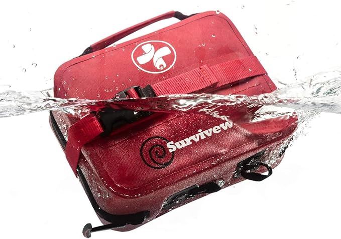 Surviveware Waterproof Premium Survival First Aid Kit - Survival Emergency Preparedness for Travel Camping Gear, Survival Kit and Outdoor Emergencies - Survival Kit - FSA, HSA Eligible 184 Pcs