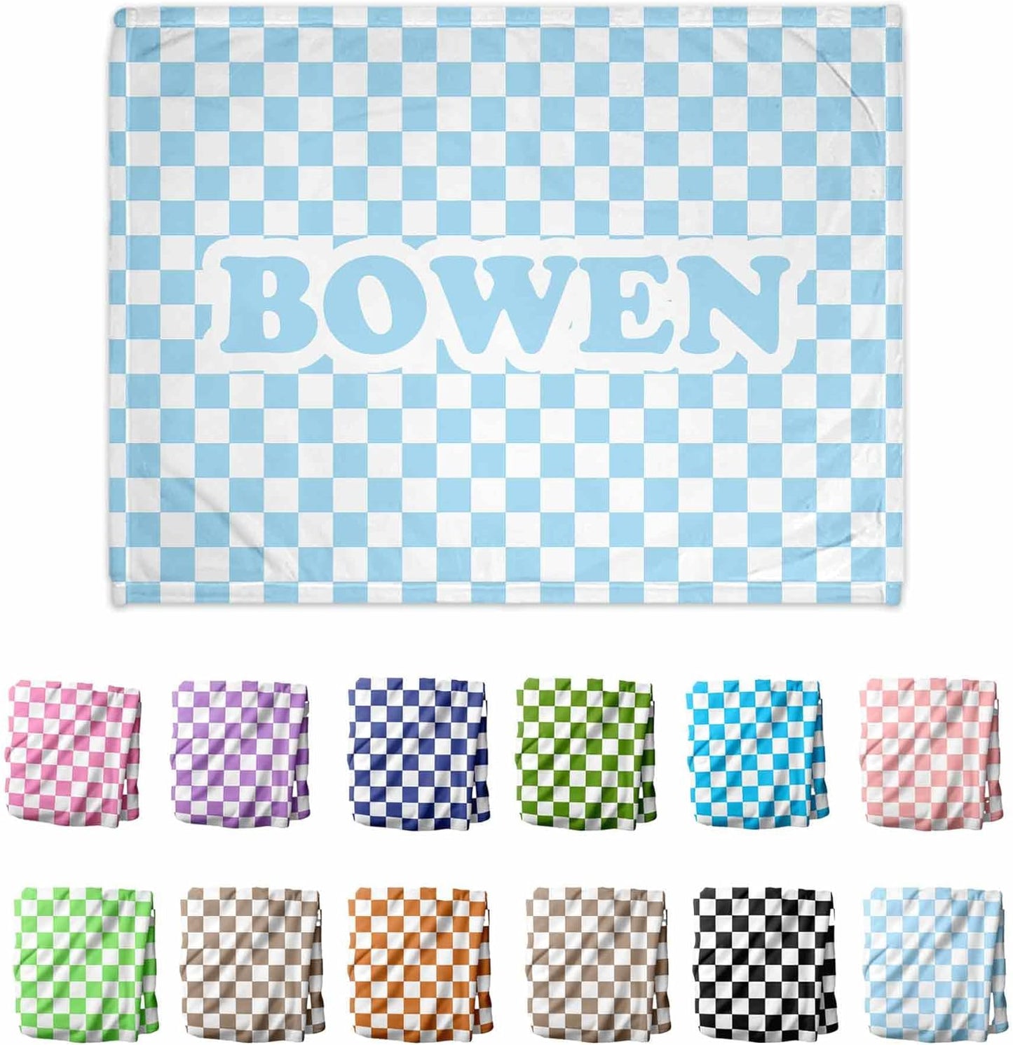 Girls Love A Monogram Personalized Gingham Checkered Blanket – Custom Gift for Baby Shower – 12 Colors, Font Options Printed in America - Shipped Next Buisness Day (Check, 30 x 40 Baby)