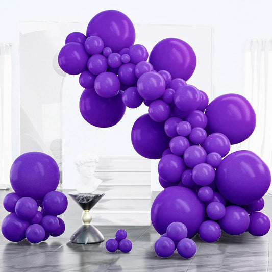 PartyWoo Dark Purple Balloons 100 Pcs Different Sizes Pack (18, 12, 10, 5 Inch) Balloon Arch Kit Garland for Birthday Halloween Graduation Party Decorations Purple-Y16