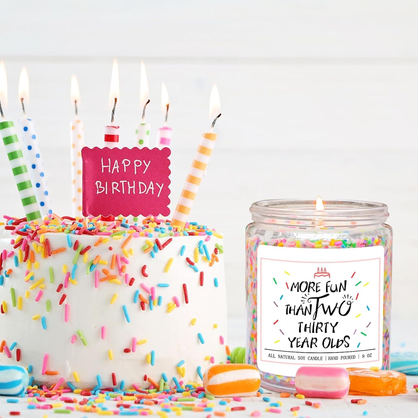 Homsolver 60th Birthday Gifts for Women, Best Ideas Birthday Decorations Candle Gift for Mom, Friends, Wife, Sister, Grandma, Vanilla Cream Scent Handmade Aromatherapy Candles