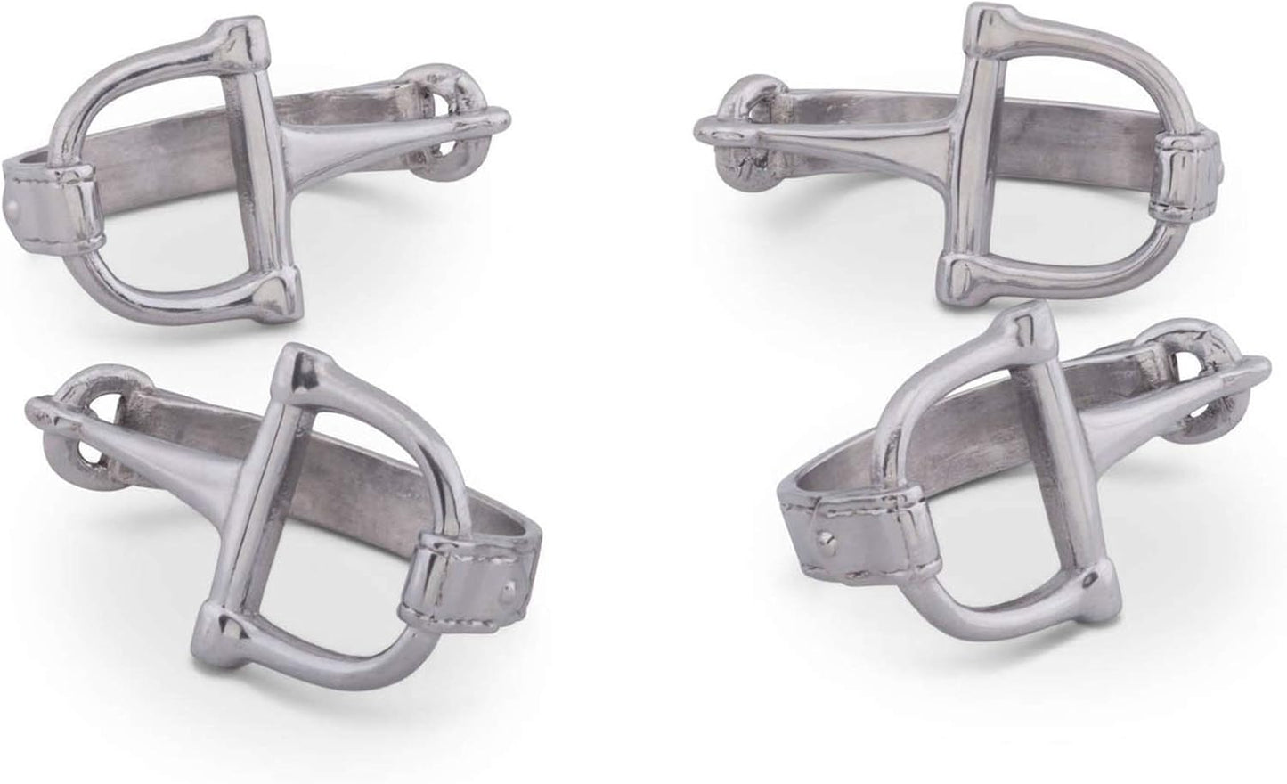 Arthur Court Designer Metal Bit Napkin Rings, Set of 4, Equestrian Aluminum Cast, Horse Horseshoe Decor for Cowboy, Cowgirl Riders and Horse Lovers