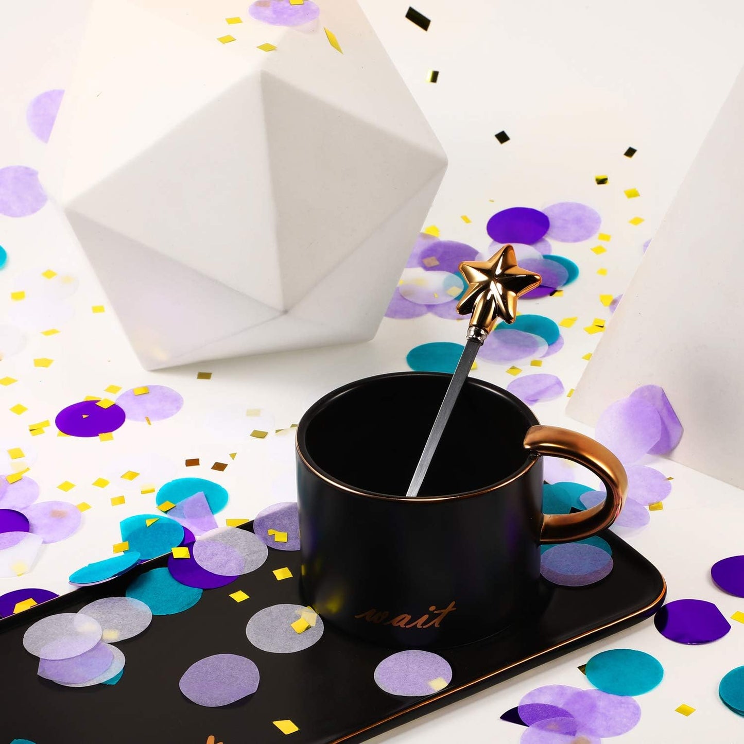 TecUnite Round Tissue Paper Table Confetti Dots for Wedding Birthday Party Decoration, 1.76 oz(Purple Teal Confetti,2.5 cm)