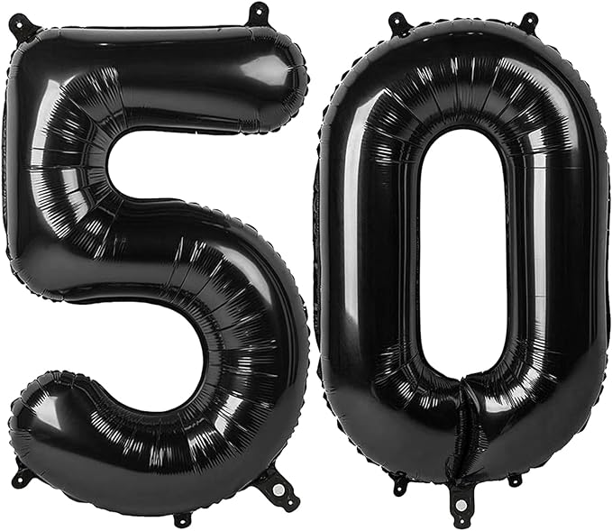 Black Number 50 Balloon 40 Inch, 50th Birthday Party Decorations for Children, Giant 50 Foil Balloon for Party Supplies