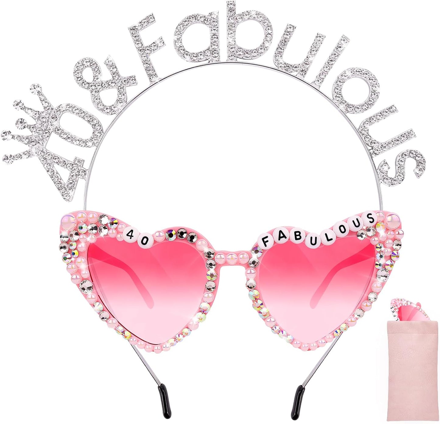 Fabulous 40 Birthday Sunglasses with Crown, 40th Birthday Gifts Decorations for Women, Birthday Glasses Headband Tiara
