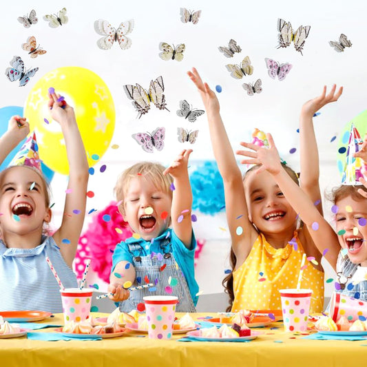 SAOROPEB 3D Butterfly Wall Decor, 48 Pcs Double Layer Butterfly Decorations for Party Decorations Locker Decor Refrigerator Decal, Reusable (White)