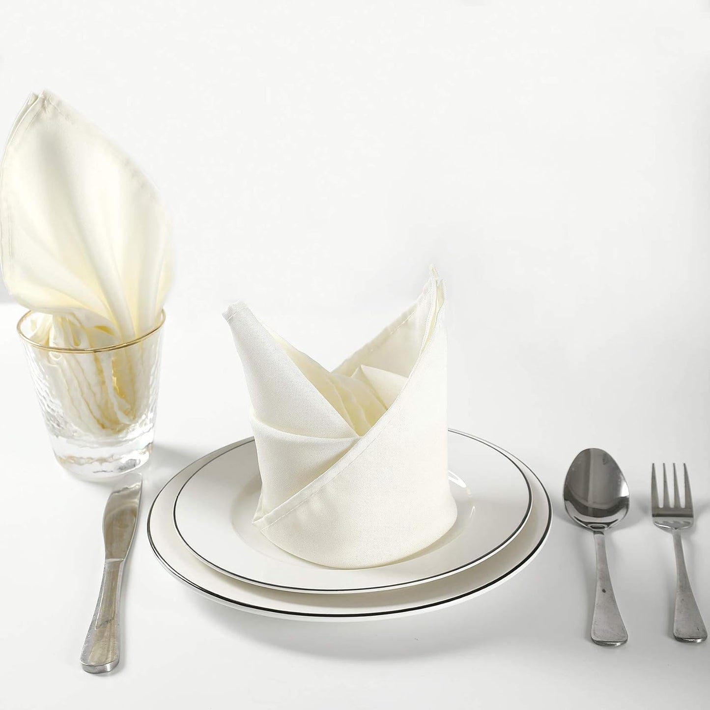 Cloth Napkins 20x20 inch Washable Polyester Dinner Napkins Soft Table Napkins for Wedding Party Dining Banquet(Ivory,25PCS)