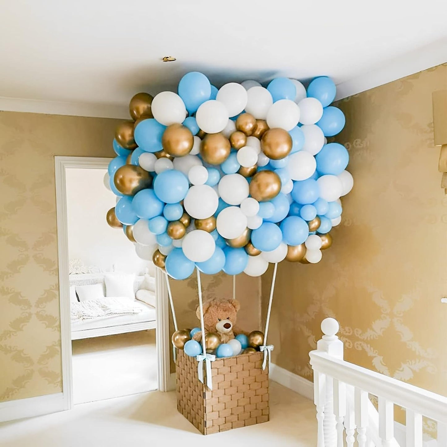 105pcs Baby Blue Balloons 12inch Light Blue Balloons for Boys Girls Birthday Baby Shower Gender Reveal Wedding Children's Day Decorations