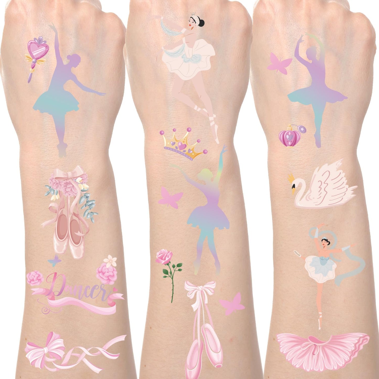 Ballerina Party Temporary Tattoos - 200+ Ballet Dance Temporary Tattoos Stickers Dance Party Decorations Gifts Dance Party Favors Cute Temporary Tattoos Ballet Themed Party Supplies for Kids