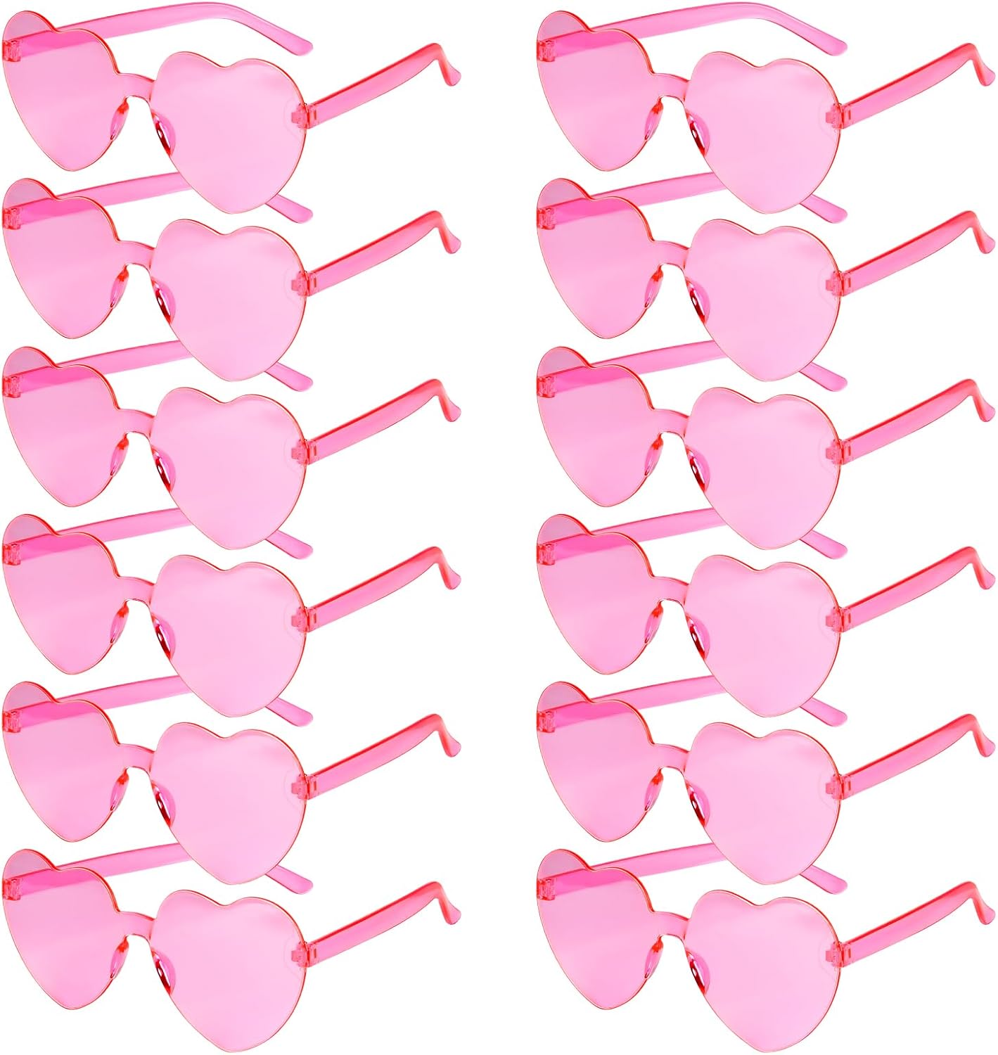 PLULON Heart Sunglasses for Women 5/12/25 Pcs, Heart Glasses Valentine Day Rimless Shaped Candy Color Fun Glasses Party Favor
