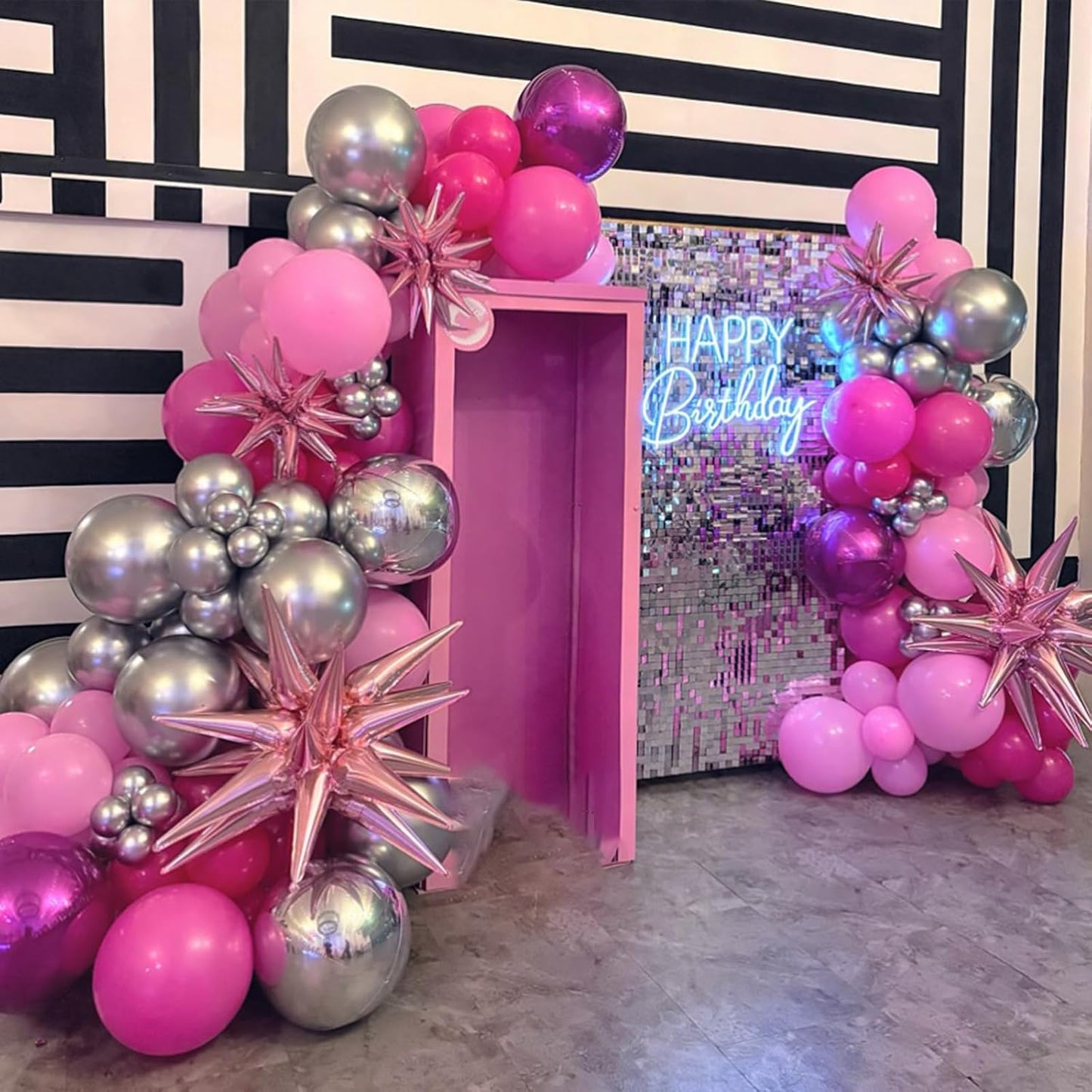 Pink Star Balloon,Light Pink 6Pcs 22Inch Explosion Star Balloons and 10Pcs 10Inch Four Angle Balloons Kit for Birthday Anniversary Baby Shower Wedding Party Decorations