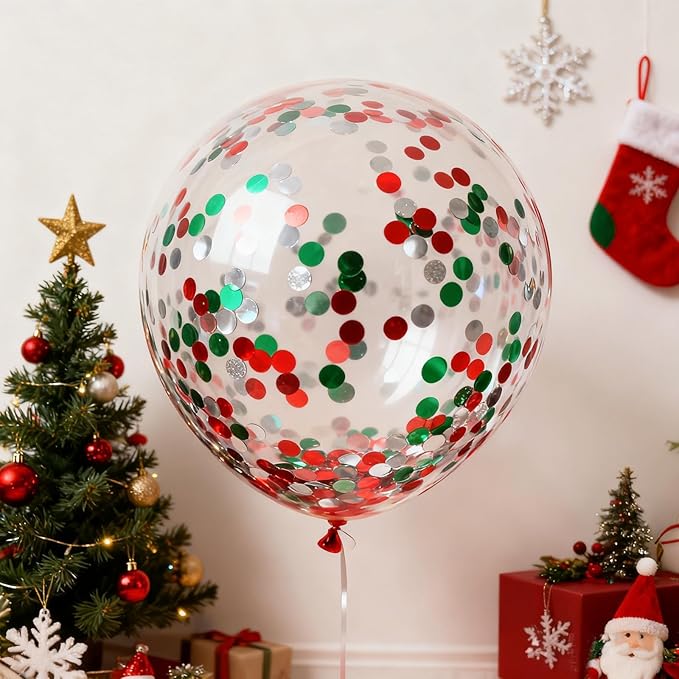 Red white green Round Metallic Foil Confetti 8000 Pcs Multicolor Christmas Shiny Round Table Confetti for Wedding ，Graduation ，Party Decorations,60g of pack