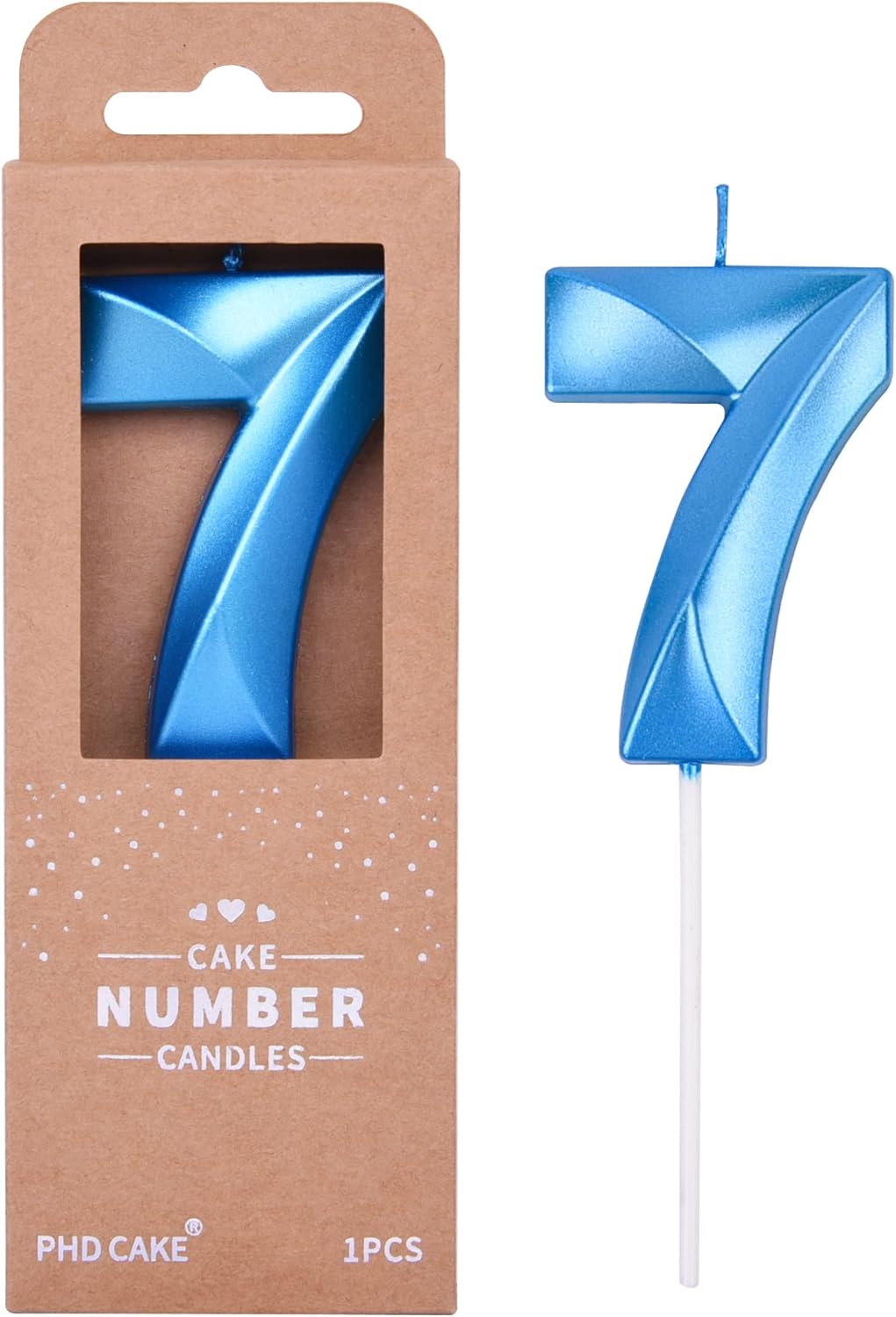 PHD CAKE 2.76 Inch Diamond Blue 7 Number Birthday Candles, Blue Number Candles, Cake Number Candles, Party Celebration