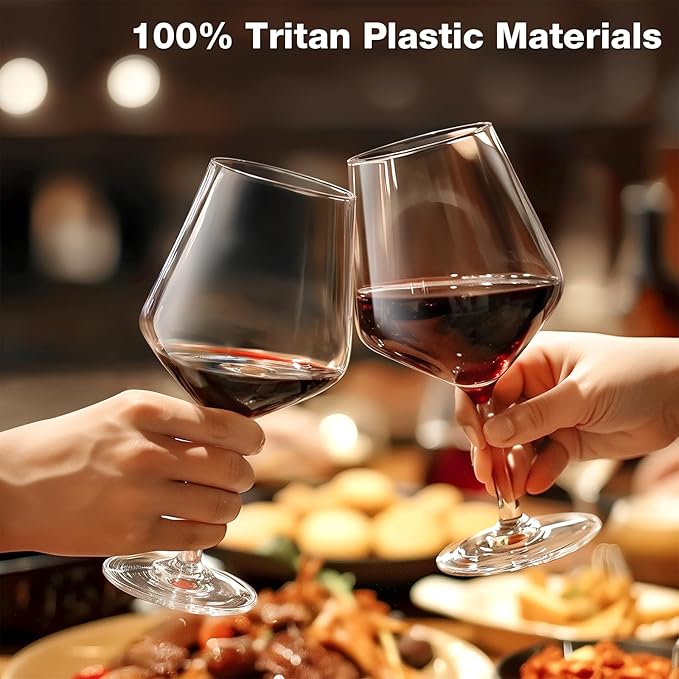 Unbreakable Wine Glasses Set of 6, 16 oz Plastic Wine Glasses with Stem, BPA Free, Reusable Wine Glass for Poolside, Outdoors Camping Picnic Restaurants Home Bar Christmas Unique Gift