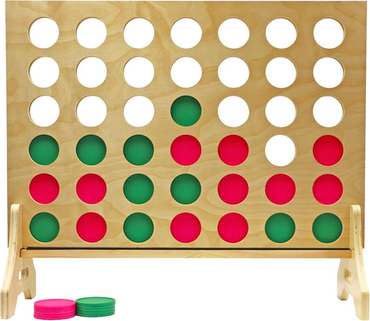 Tailgating Pros Premium Giant Four in a Row with Carrying Case - Jumbo Oversized Outdoor Yard Game - Connect Multiple Pucks in a Row to Win - Many Puck Colors Available!