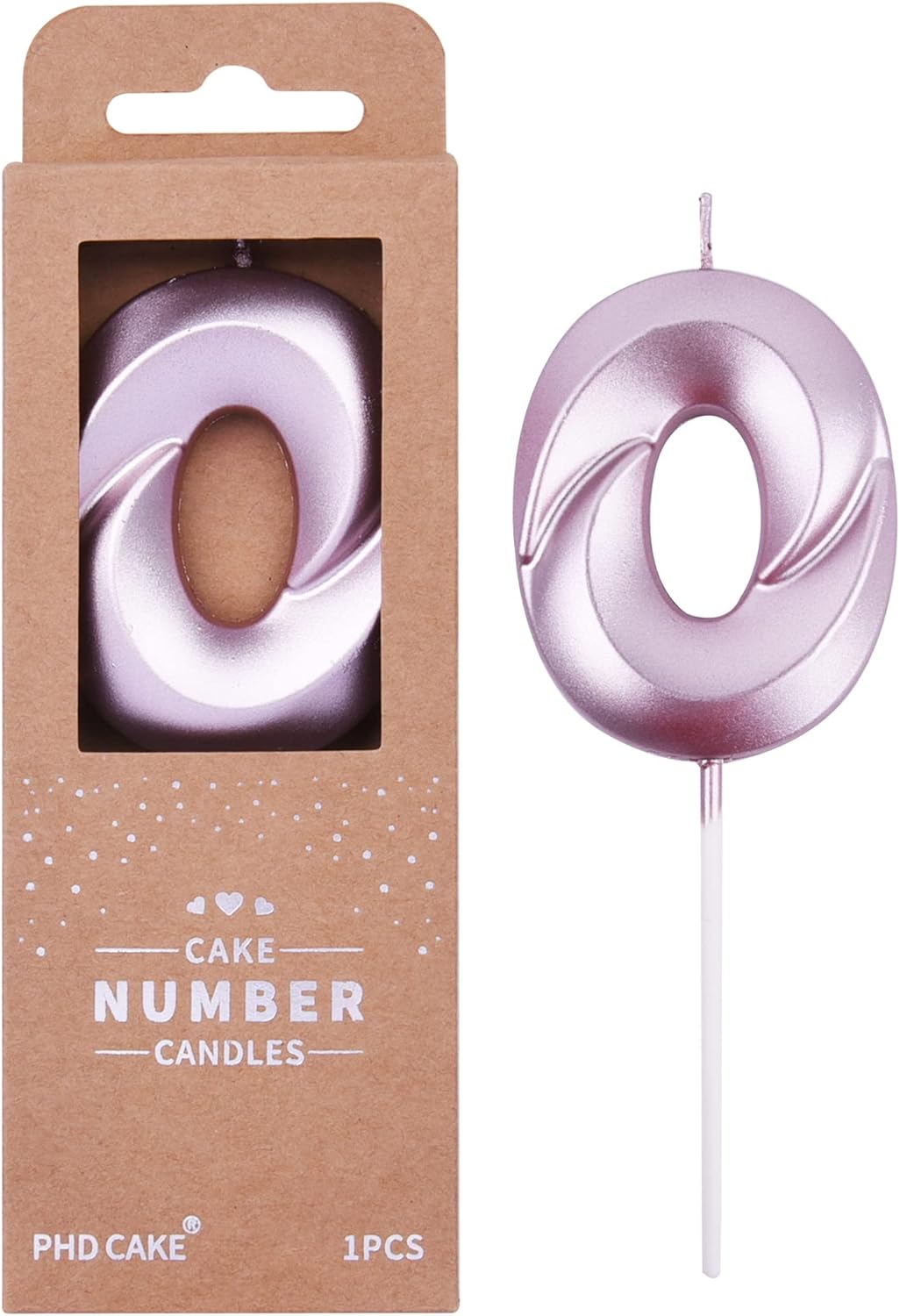 PHD CAKE 2.76 Inch Diamond Rose Gold 0 Number Birthday Candles, Rose Gold Number Candles, Cake Number Candles, Party Celebration