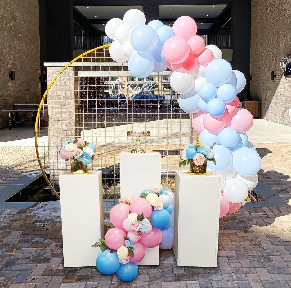 Pink and Blue Latex Balloons, 12 inch Blue Pink White Confetti Party Balloons For Birthday Party Decorations