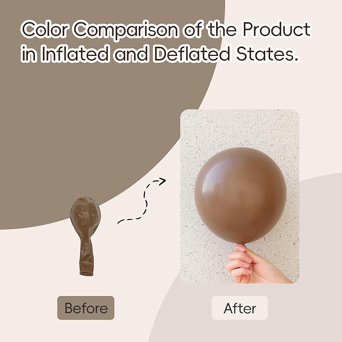 Dark Brown Balloons 12 inch, Brown Latex Balloon 50pcs Party Balloons for Coffee Birthday Baby Shower Wedding Anniversary Party Decorations