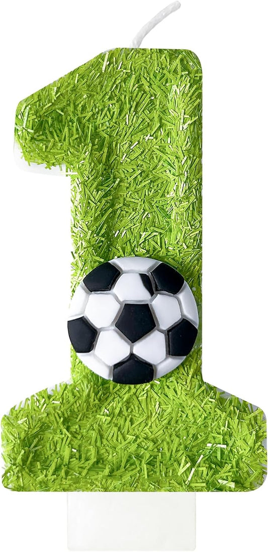 1th Birthday Candles，Soccer Birthday Decorations，Suitable for Girl and boy Cake Toppers, Wedding Cakes, Anniversaries, Party Celebrations, Birthday Decorations