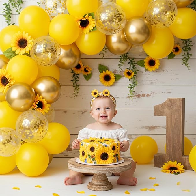 Patimate Yellow Balloons 100 Pack 12 inch Round Yellow Latex Party Balloons for Birthday Graduation Baby Shower Wedding Sunflower Bee Hawaiian Beach Lemon Theme Party Decorations Arch Garland