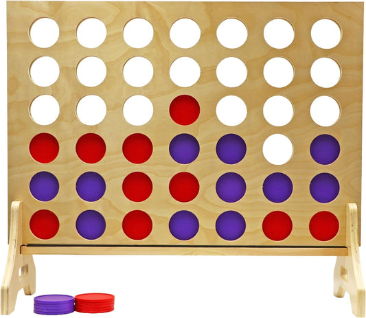 Tailgating Pros Premium Giant Four in a Row with Carrying Case - Jumbo Oversized Outdoor Yard Game - Connect Multiple Pucks in a Row to Win - Many Puck Colors Available!