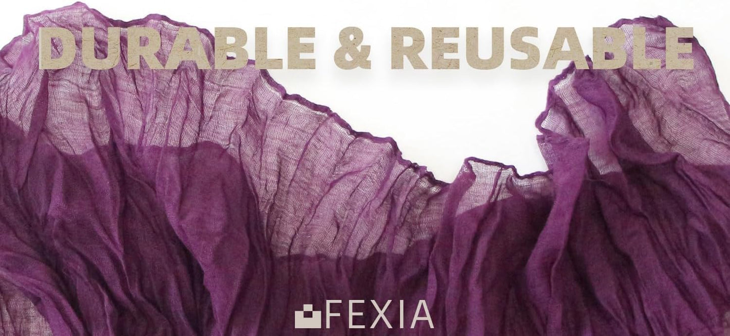 FEXIA Purple Cheesecloth Table Runner 35x120 Inches Gauze Table Runner for Mother's Day Bridal Shower Wedding Party First Communion Centerpiece Engagement Boho Table Decoration